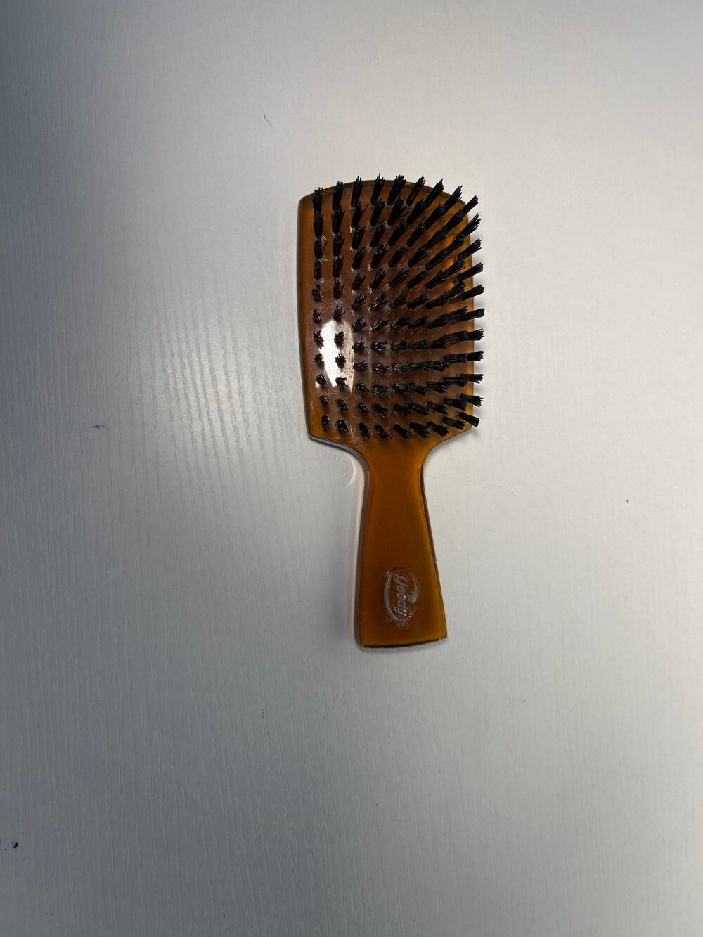 Vtg 90s Goody Hair Brush Amber Short Paddle Blk Tufted Bristle Discontinued